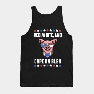 4th of July Patriotic Pig: Red, White, and Cordon Bleu Tank Top